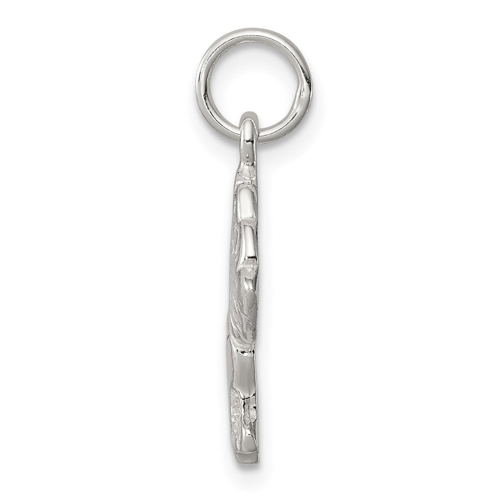 Sterling Silver Polished And Textured Dog Pendant