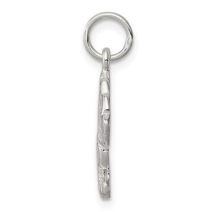 Sterling Silver Polished And Textured Dog Pendant