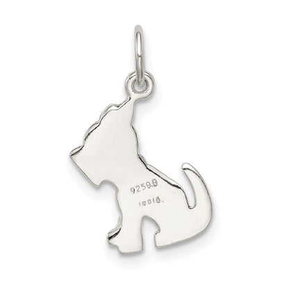 Sterling Silver Polished And Textured Dog Pendant