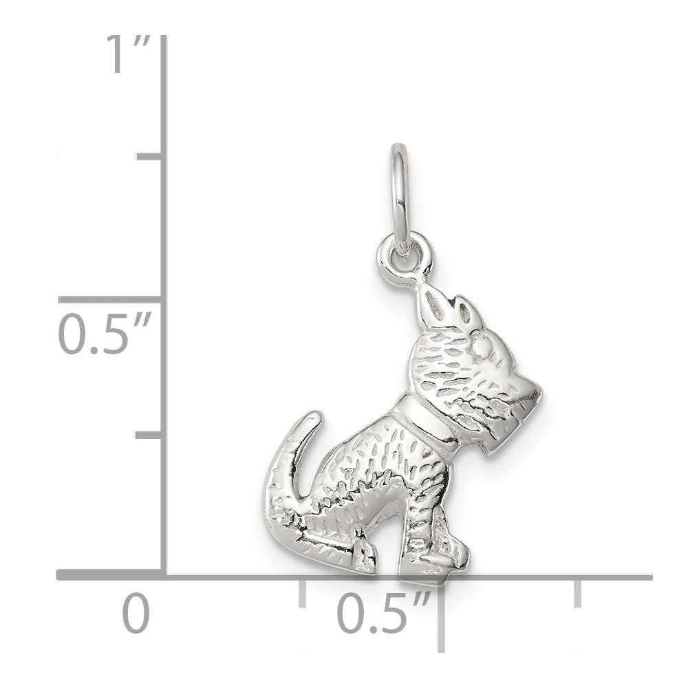 Sterling Silver Polished And Textured Dog Pendant