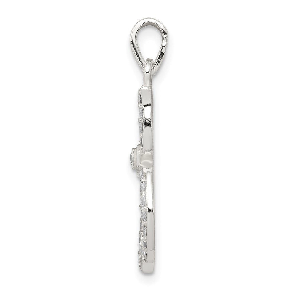 Sterling Silver Polished Cz Cat Pendant