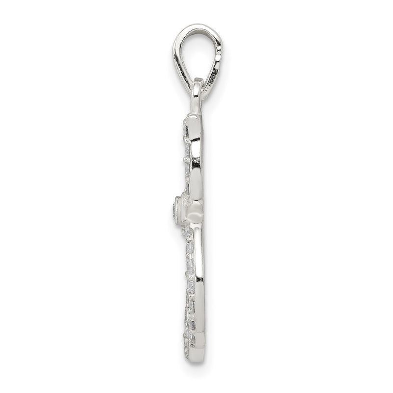Sterling Silver Polished Cz Cat Pendant