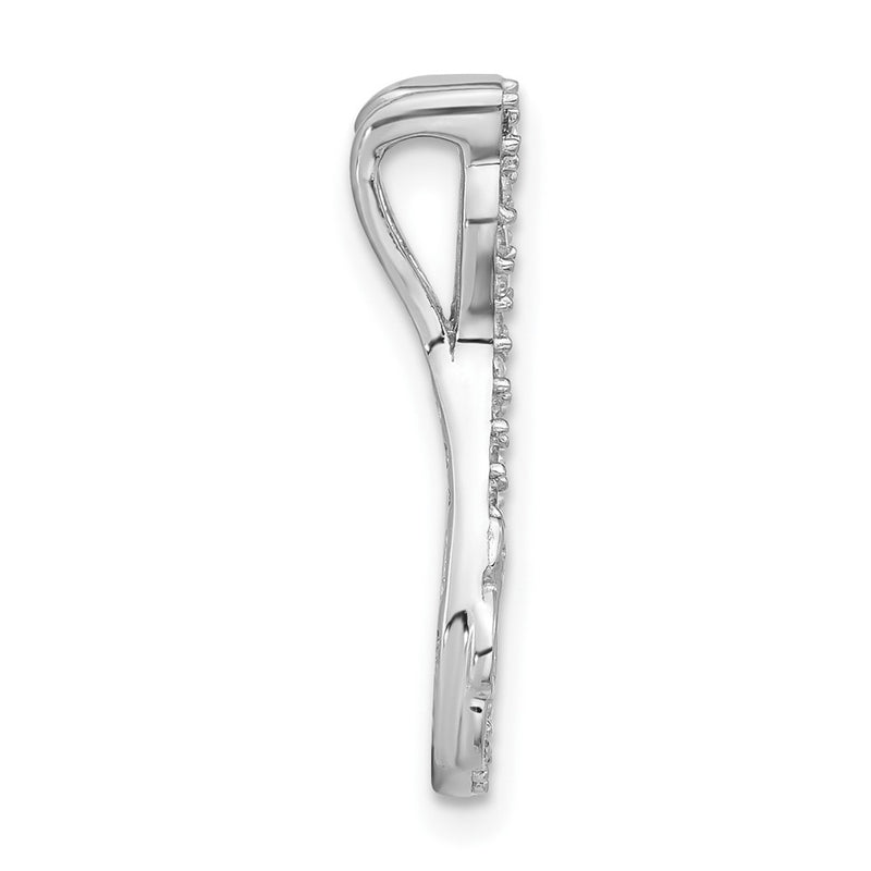 Sterling Silver Polished Cz Cat Chain Slide
