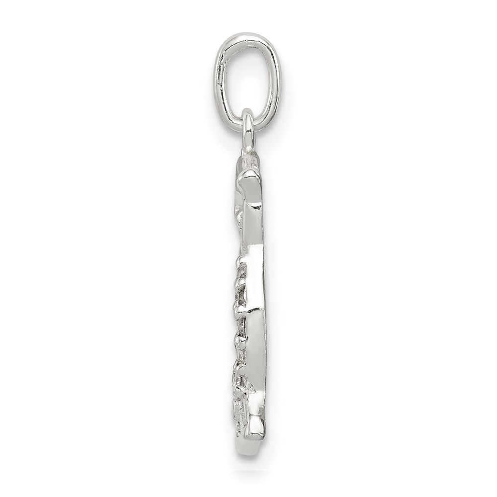Sterling Silver Siler Polished Cz Owl Pendant