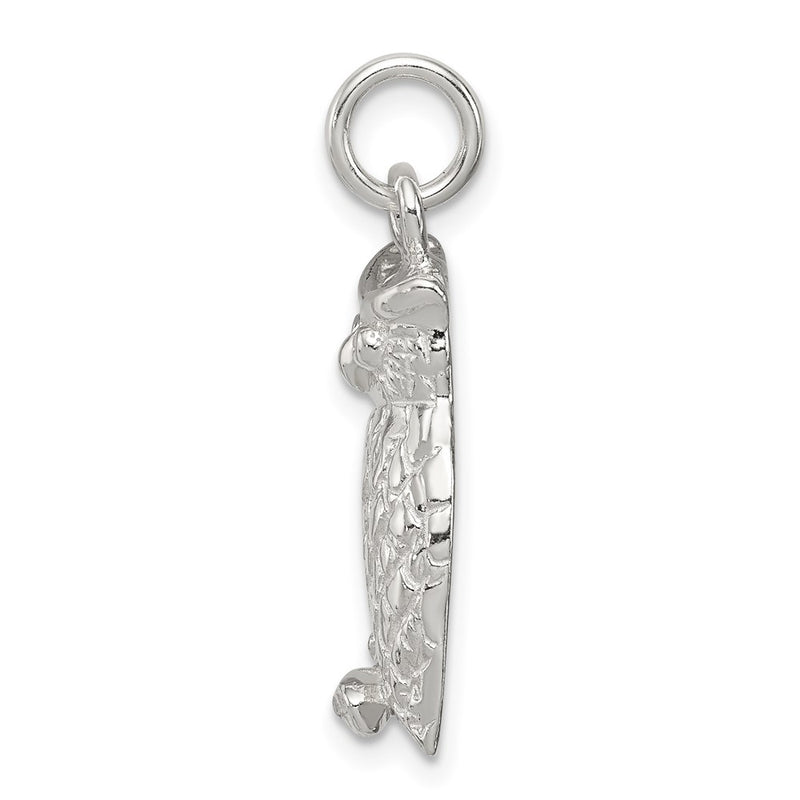 Sterling Silver Polished & Textured Perched Owl Pendant