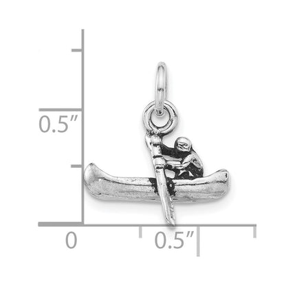 Sterling Silver Antiqued 3D Man Rowing Boat Pendant