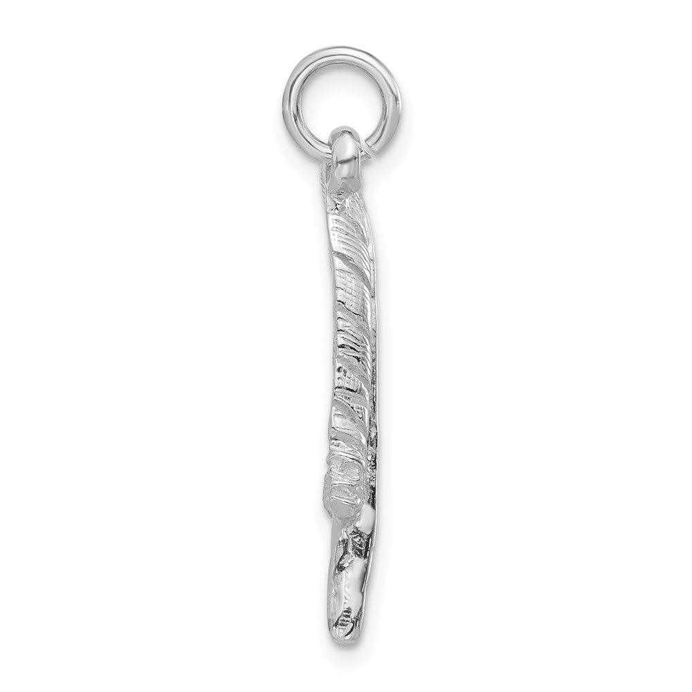 Sterling Silver Polished & Textured Feather Pendant