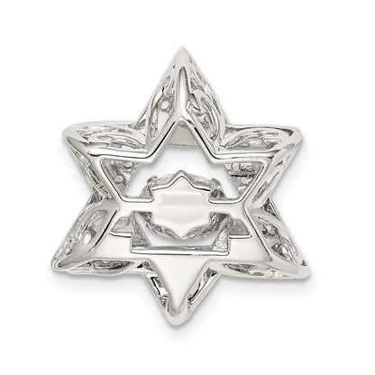 Sterling Silver Platinum-Plated Polished Vibrant CZ Star of David Pendant