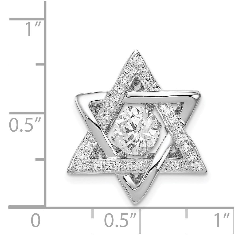 Sterling Silver Platinum-Plated Polished Vibrant CZ Star of David Pendant