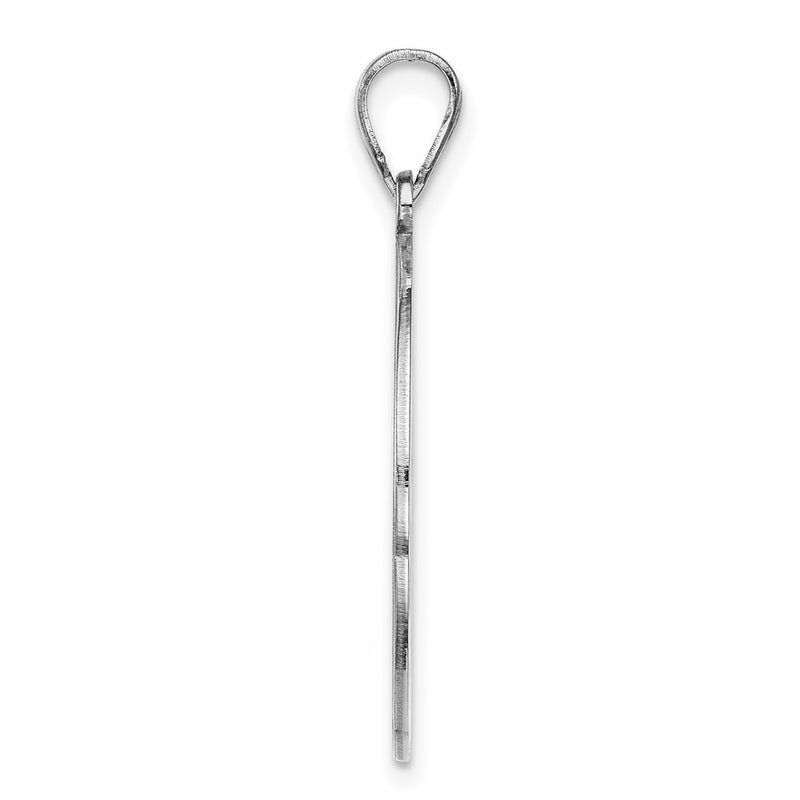Sterling Silver Rhodium-Plated Fancy Script Letter E Initial Pendant