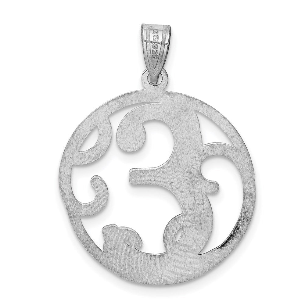 Sterling Silver Rhodium-Plated Fancy Script Letter E Initial Pendant