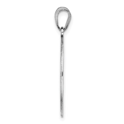 Sterling Silver Rhodium-Plated Fancy Script Letter F Initial Pendant