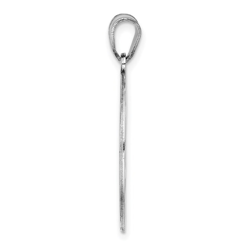 Sterling Silver Rhodium-Plated Fancy Script Letter F Initial Pendant