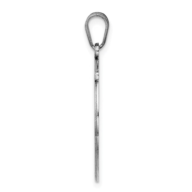 Sterling Silver Rhodium-Plated Fancy Script Letter H Initial Pendant
