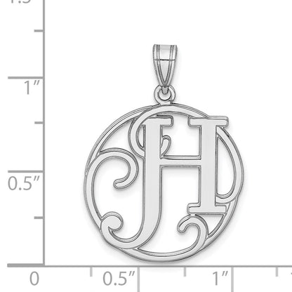 Sterling Silver Rhodium-Plated Fancy Script Letter H Initial Pendant