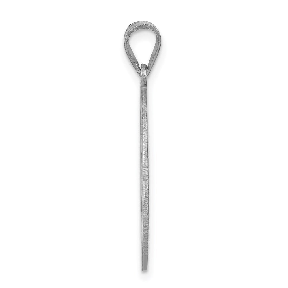 Sterling Silver Rhodium-Plated Fancy Script Letter J Initial Pendant