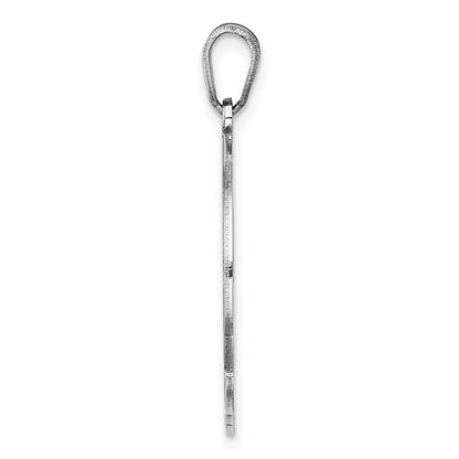 Sterling Silver Rhodium-Plated Fancy Script Letter L Initial Pendant