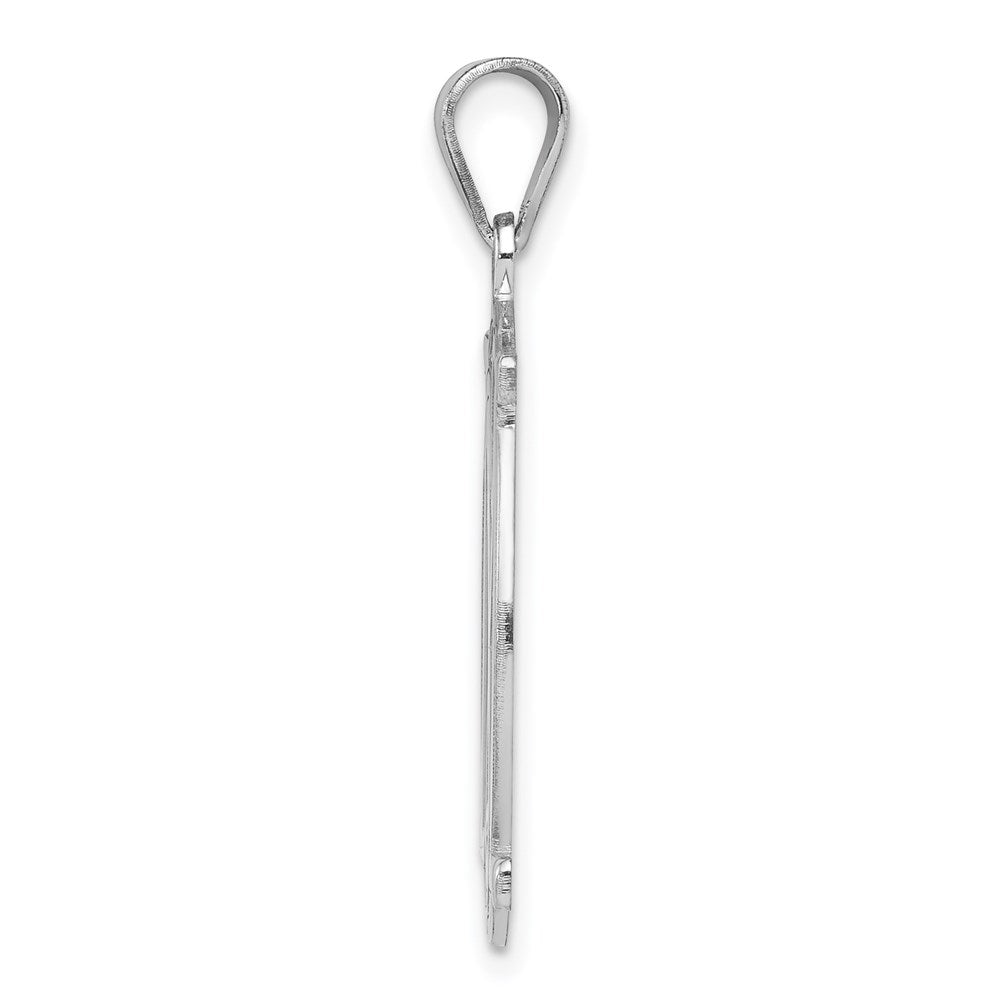 Sterling Silver Rhodium-Plated Fancy Script Letter M Initial Pendant