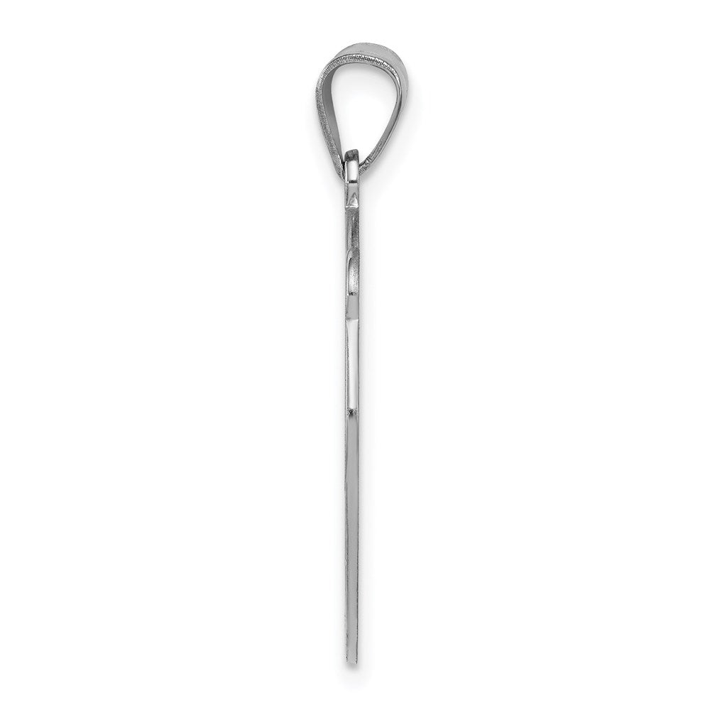 Sterling Silver Rhodium-Plated Fancy Script Letter N Initial Pendant