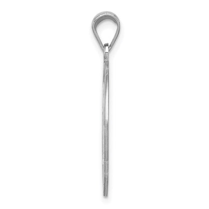 Sterling Silver Rhodium-Plated Fancy Script Letter R Initial Pendant