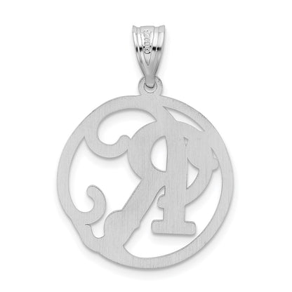 Sterling Silver Rhodium-Plated Fancy Script Letter R Initial Pendant