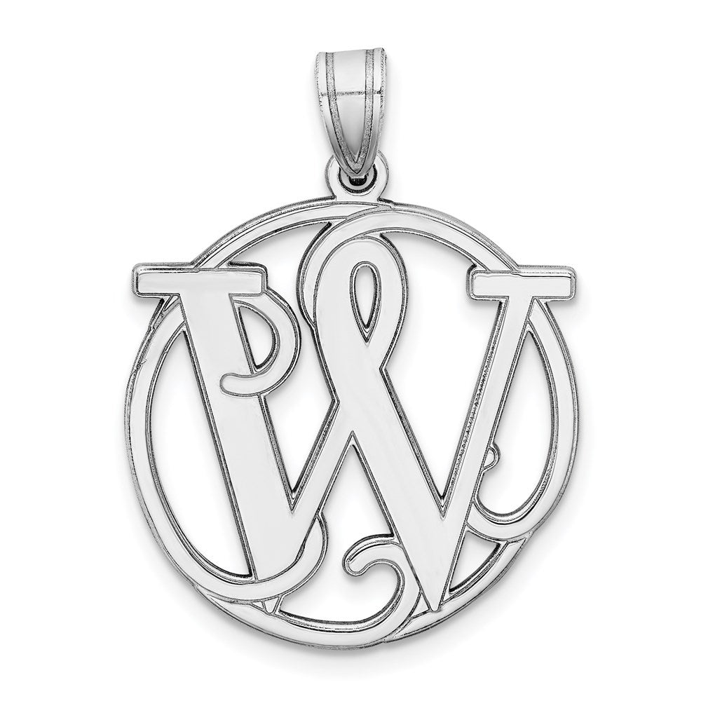 Sterling Silver Rhodium-Plated Fancy Script Letter W Initial Pendant