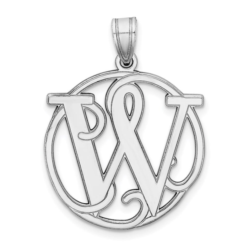Sterling Silver Rhodium-Plated Fancy Script Letter W Initial Pendant