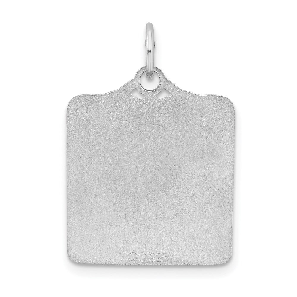 Sterling Silver Ss Rh-Plt Blue Birth Certificate Polished Front/Satin Back Charm