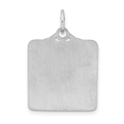 Sterling Silver Ss Rh-Plt Blue Birth Certificate Polished Front/Satin Back Charm