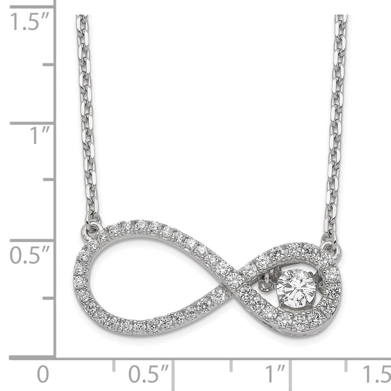 Sterling Silver Polished Vibrant Cz Infinity Necklace