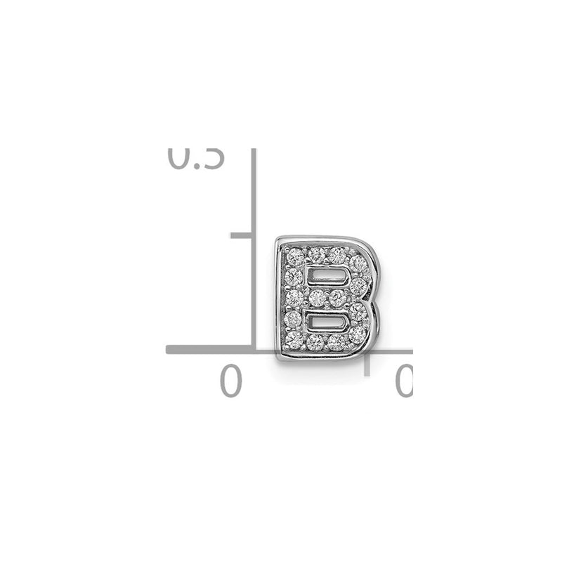 Sterling Silver Silverrhodium-Plated Cz Letter B Initial Slide Charm