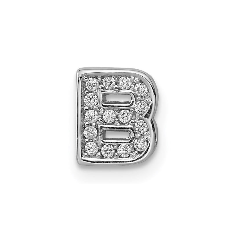 Sterling Silver Silverrhodium-Plated Cz Letter B Initial Slide Charm