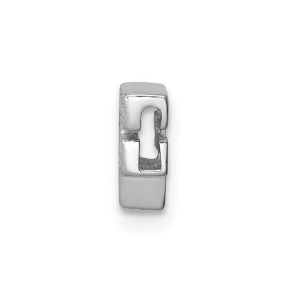 Sterling Silver Rhodium-Plated Cz Letter F Initial Slide Charm