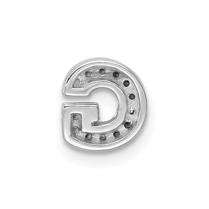 Sterling Silver Rhodium-Plated Cz Letter G Initial Slide Charm
