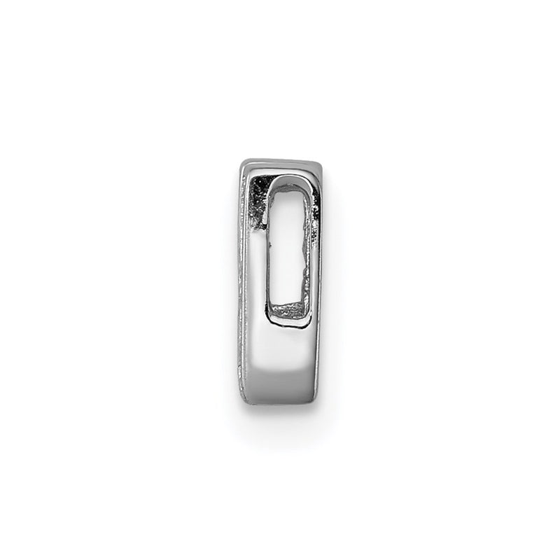 Sterling Silver Rhodium-Plated Cz Letter H Initial Slide Charm