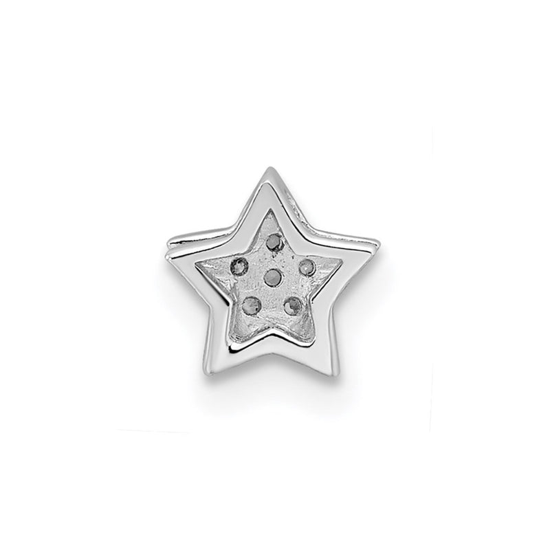 Sterling Silver Notes Rhodium Plated Cz Star Slide Charm