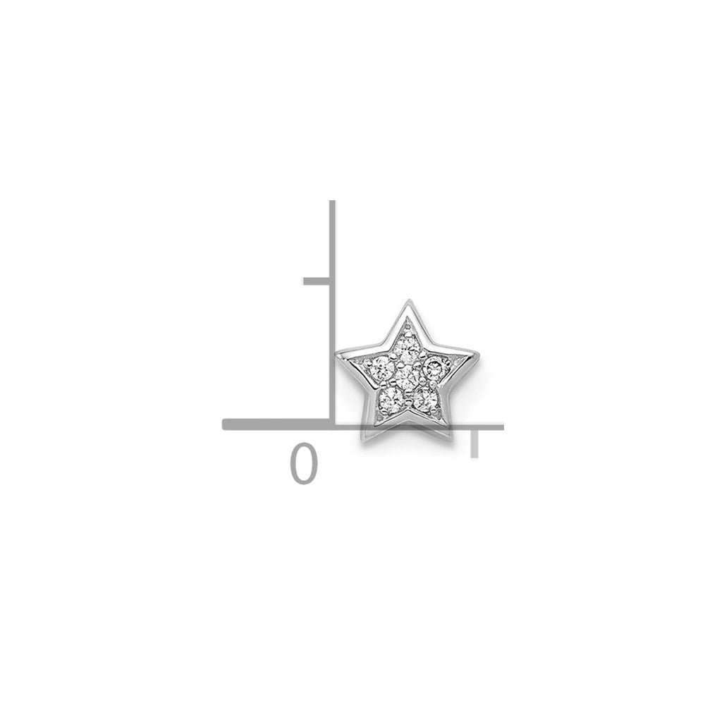 Sterling Silver Notes Rhodium Plated Cz Star Slide Charm