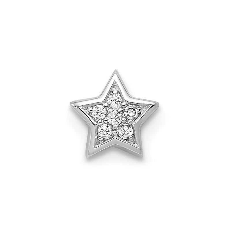 Sterling Silver Notes Rhodium Plated Cz Star Slide Charm