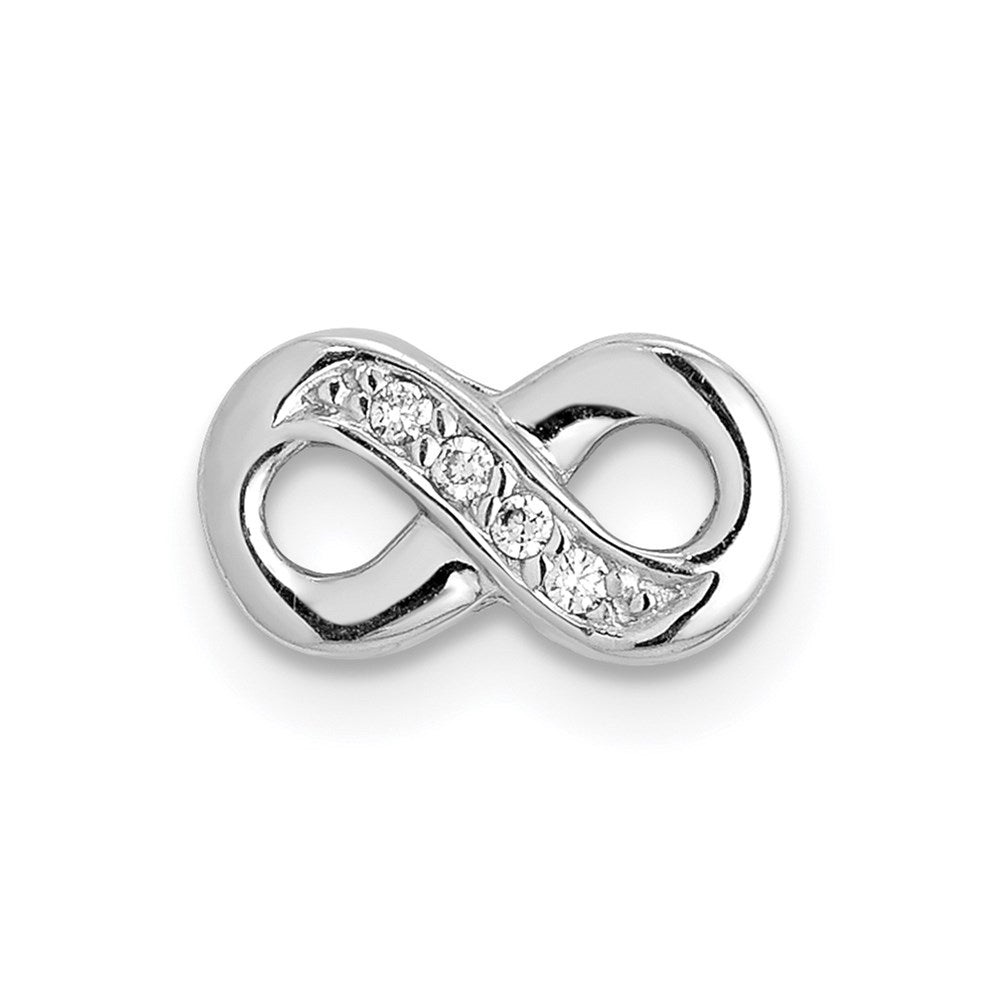 Sterling Silver Notes Rhodium Plated Cz Infinity Slide Charm