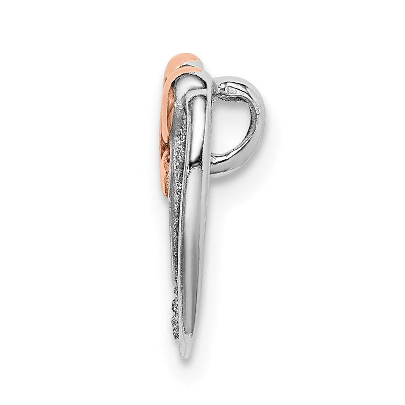 Sterling Silver Rhodium-Plate Rose-Tone Glitter Enamel Chain Slide