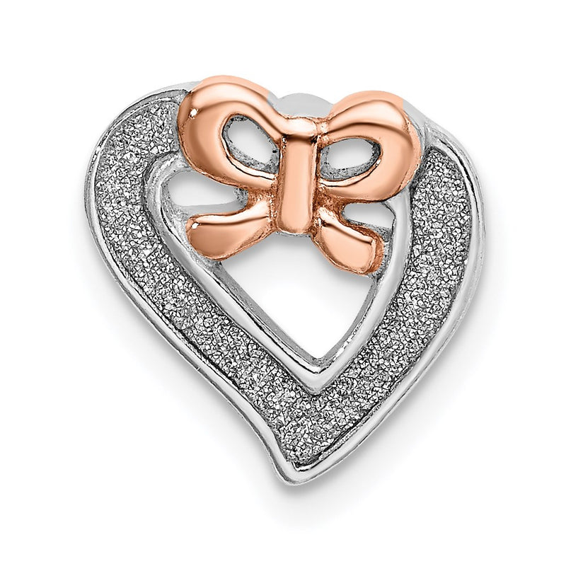 Sterling Silver Rhodium-Plate Rose-Tone Glitter Enamel Chain Slide