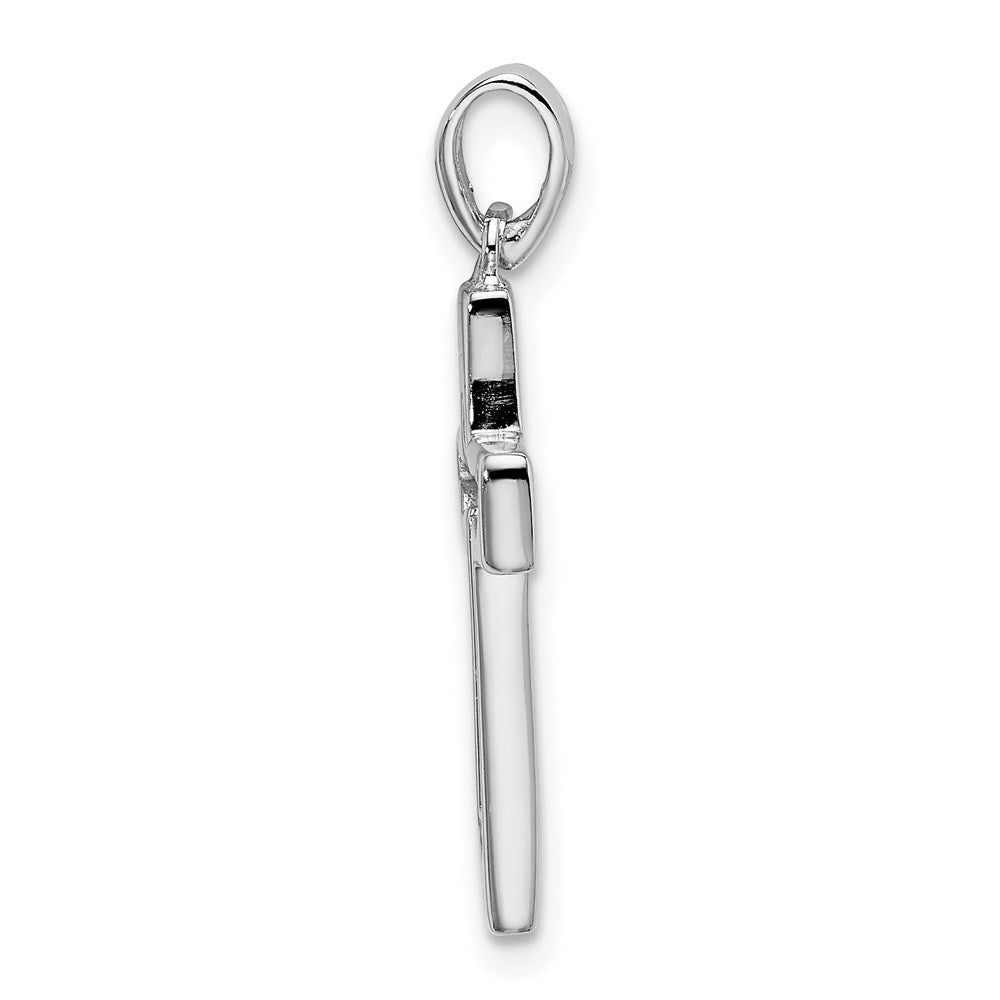Sterling Silver Rhodium-Plated Jesus Cut-Out Cross Pendant