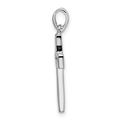 Sterling Silver Rhodium-Plated Jesus Cut-Out Cross Pendant