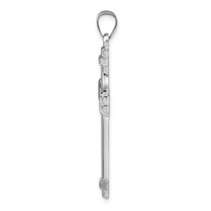Sterling Silver Rhodium-Plated Polished Fancy Cross Pendant