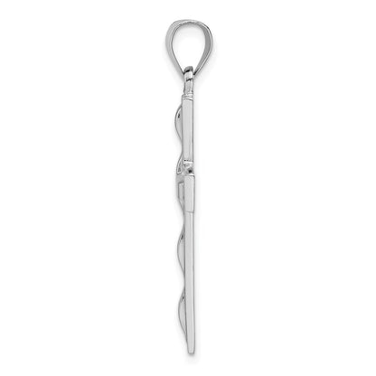Sterling Silver Rhodium-Plated Polished Cross Pendant