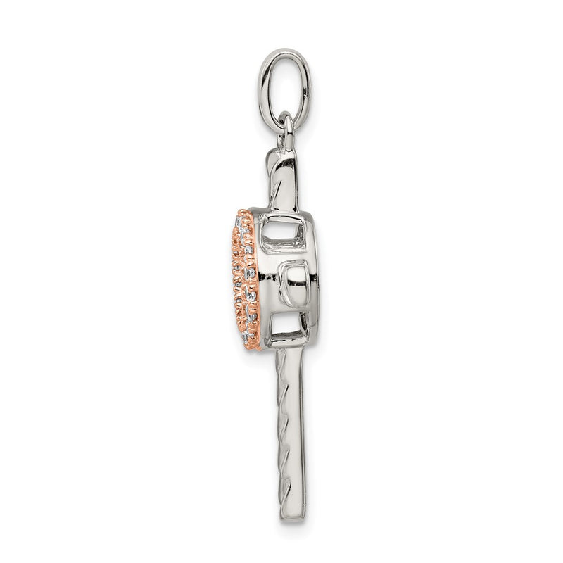 Sterling Silver Plat-Plate Rose & Gold-Tone Vibrant Swar Zirconia Cross Pen