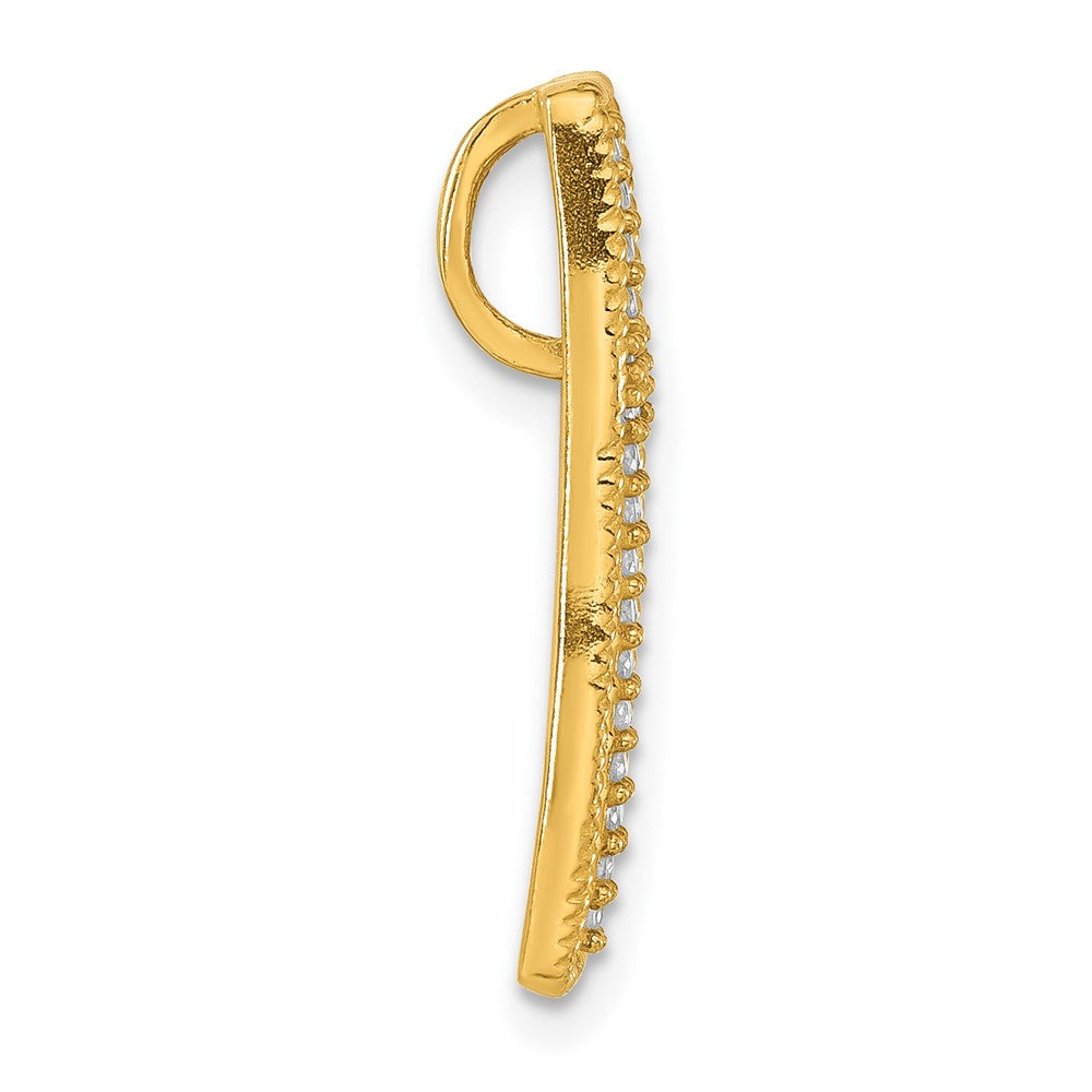 Sterling Silver Gold-Tone Polished Cz Cross Slide