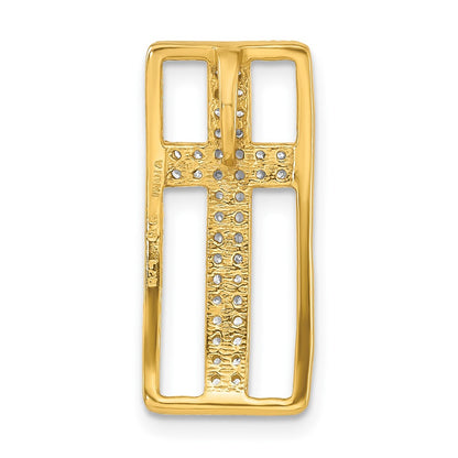 Sterling Silver Gold-Tone Polished Cz Cross Slide