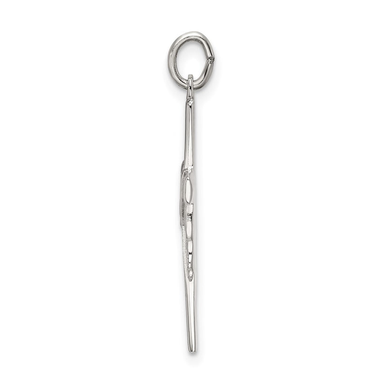 Sterling Silver Polished And Satin Draped Cross Pendant