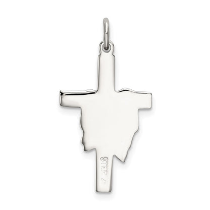 Sterling Silver Polished And Satin Draped Cross Pendant